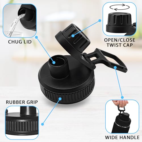2Pack Spout Lid for Hydro Flask Wide Mouth Sport Water Bottles - color: Black2