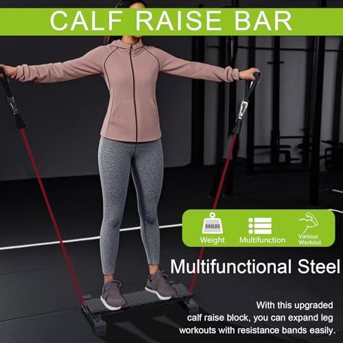 BLUSLM Steel Calf Raise Bar, Standing Machine for Stretching, Squat, Foot Stretch, Anti-Slip Solid Block - color: Black 05
