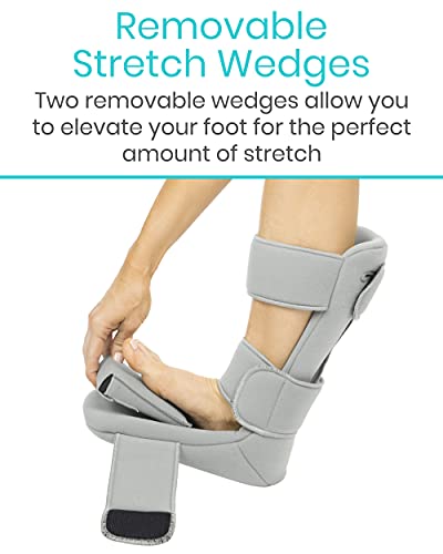 Vive Plantar Fasciitis Night Splint Plus Trigger Point Stretch Wedges - color: Gray, size: Large