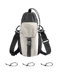 Water Bottle Holder with Strap 40/32 oz Crossbody Water Bottle Purse Bag for Women Men with Phone Pocket for Hiking Walking Gym Cycling - color: Beige+Black