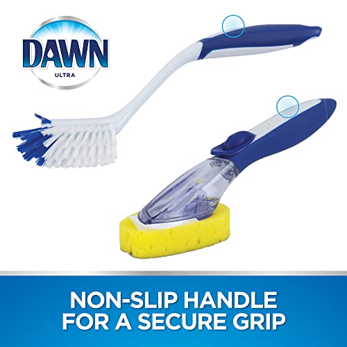 Dawn Ultra Soap Dispensing Dish Wand and Kitchen Brush Set with Scrapers, Kitchen Dish Wand and Scrubber Brush Dishwashing Set, Blue/White - size: Pack of 1, style: Dispensing Sponge + Brush