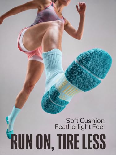Coolmax Running Socks for Women Stay Dry Cloud Cushioned Compression - color: Green, size: 5-8