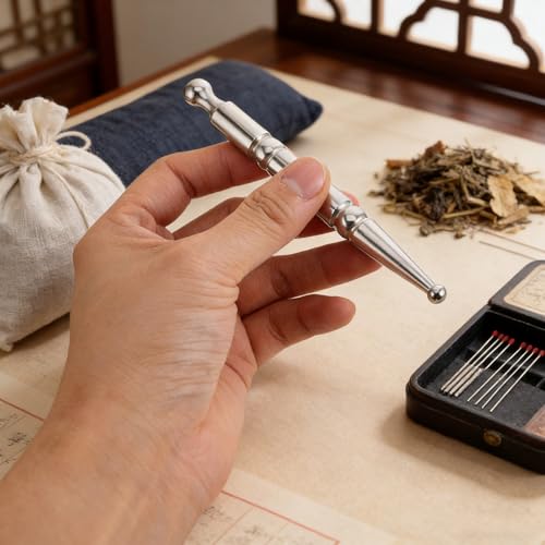 Acupuncture Pen Acupressure Pen for Facial Massage Manual Reflexology Tool Trigger Point Therapy Deep Tissue Massager for Face Neck Back Portable 4.72in