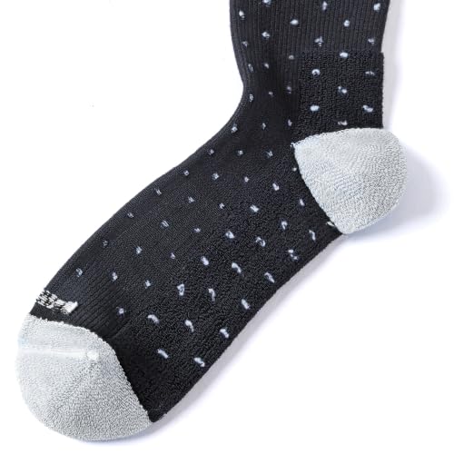 LEVSOX Bamboo Viscose Wide Calf Compression Socks 20-30 mmHg with Cushioned - color: Black Polka Dots, size: Large