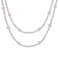 LuxeFlex 4mm Iced Out Four Leaf Tennis Chain,White Gold Plated with 5A Zircon Stones, exquisite Handmade Hip Hop Bling Necklace Perfect Unisex Jewelry Gift - color: White Gold-Pink, size: 18 INCH