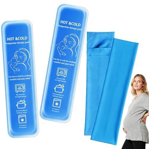 Postpartum perineal ice Pack, Hot and Cold Ice Pack for Women After Pregnancy, Postpartum Ice Pack for Recovery, Affordable & Reusable，2 Ice Packs and 2 Washable Sleeves. (Pink Flower) (Blue 1) - color: Blue 1
