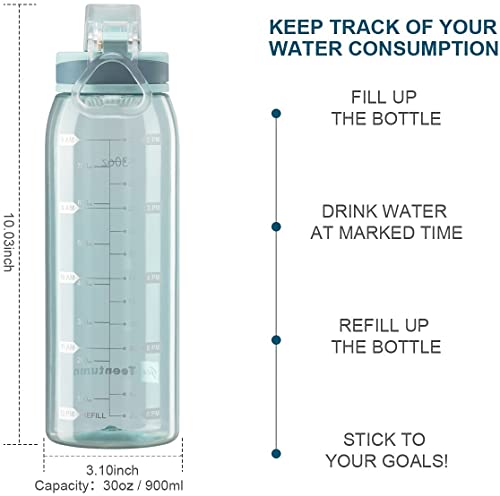 30oz Tritan Water Bottle with Time Marker, 1-Pack, Clear Green - color: Clear Green