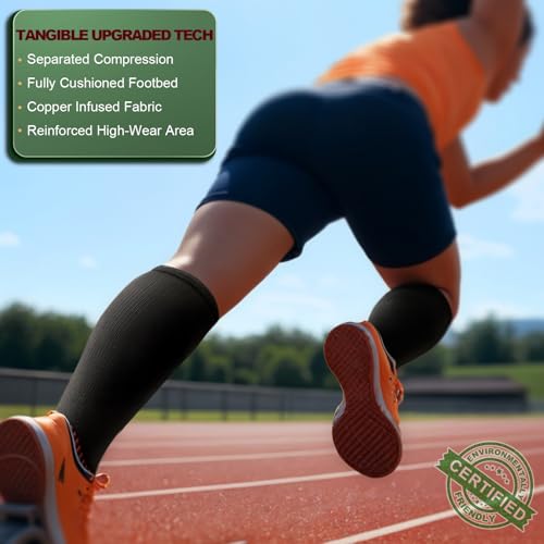 KEMISANT Women Cushioned Compression Knee High Sports Recovery Socks 3Pack - color: 3pairs-black8304, size: Small-Medium
