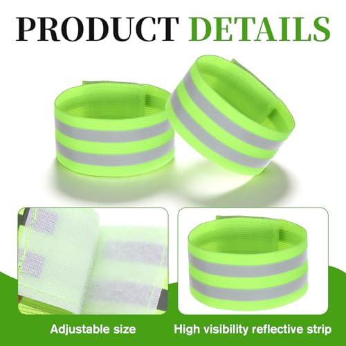 6 Pcs of High Visibility Reflective Bands Wristbands, Reflective Running Gear Adjustable Elastic Reflectives Arm Band, Safety Straps for Night Running, Cycling,Walking