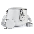 Montana West Crossbody Bag for Women, Vegan Leather Bum Bag with Coin Purse - color: Silver