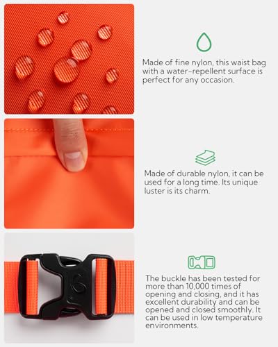 WATERFLY Fanny Pack Waist Bag: 2.5L Large 5 Zipper Pockets for Women Men - color: Orange