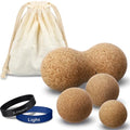Konohan Cork Massage Balls & Toe Stretching Bands Set Includes 4 Peanut & Round Myofascial Release Balls, 2 Toe Stretching Bands and 1 Storage Bag for Plantar Fascia Relief, Foot Pain Therapy Tools