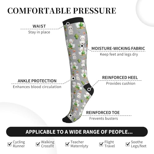 Compression Socks Knee High Circulation Support Socks For Women Men Athletic Running Work Hiking Cycling Travel - color: Alpaca
