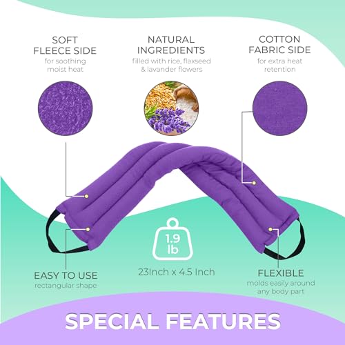 Microwavable Heating Pad for Lower Back, Neck, and Shoulder Pain Relief - Moist Microwave Heating Pad for Muscles and Joints - Microwave Hot Pack Heat Pad for Cramps -1 Heat Pack Purple-Lavender Scent - style: Purple Lavender Scent