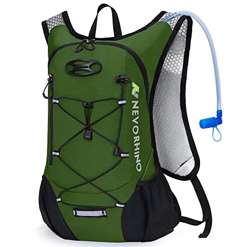 Lightweight Hydration Backpack, Running Backpack with 2L Water Bladder - color: Army Green-2