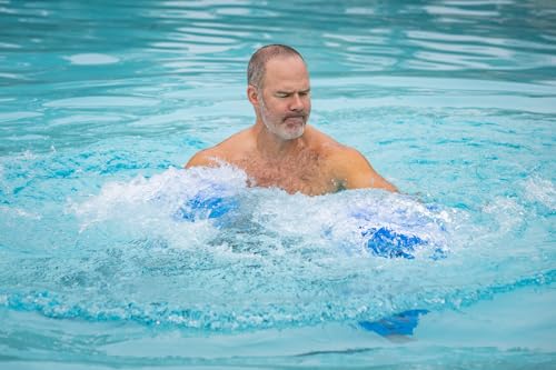 Aquastrength Hydro-Tone Total Body Pool Exercise System, Isokinetic Functional Water Weights, Bells 12" x 7.5", Fins 6.5" x 2.5", Quick Start Guide Included - color: Blue