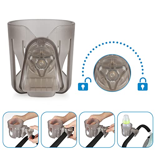 Accmor Stroller Cup Holder, Universal Cup Holder for Walker Wheelchair Bike Scooter, 360° Rotatable Stroller Cup Holder Attachment Walker Wheelchair Accessory - color: All Transparent Grey