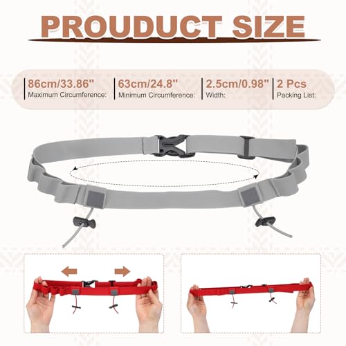 Bib Belt Race Belt Triathlon Running Number Holder 2Pcs Light Gray - color: Light Gray