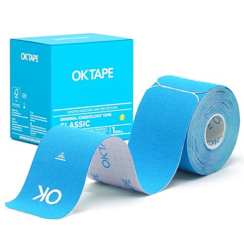 OK TAPE Kinesiology Tape 10 inches Precut, 20 Strips, Cotton Elastic Athletic Tape Latex Free, 2in x 16ft, Light Blue - color: Light Blue, size: 20 Count (Pack of 1)