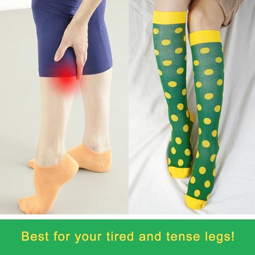 Junely Compression Socks for Women Knee High Striped Polka Dot Stockings - color: A5-dot