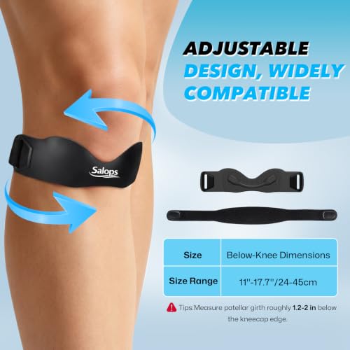 Patella Band, Silicone Patellar Tendon Support Band for Knee Pain & Tendonitis, Adjustable Patella Strap Knee Brace for Running, Basketball, Hiking, Tennis, Jumpers Knee, Black