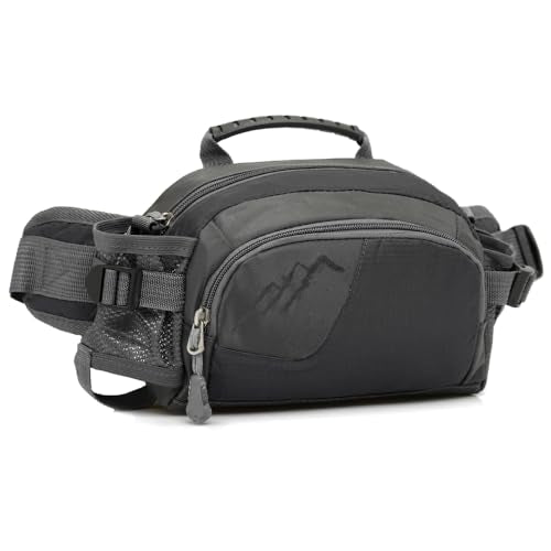 Entchin Water-Resistant Fanny Pack, 4-Zipper Belt Bag - color: E131 Black