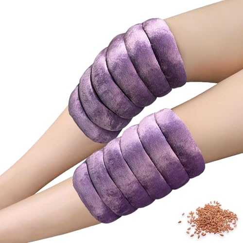 Microwavable Knee Heating Pad, Moist Heat Wrap for Knee, Adjustable Knee Heat Pack for Muscle Soreness & Stiffness, Hot & Cold Therapy, Flaxseed Filled, Unscented, 2 Pack