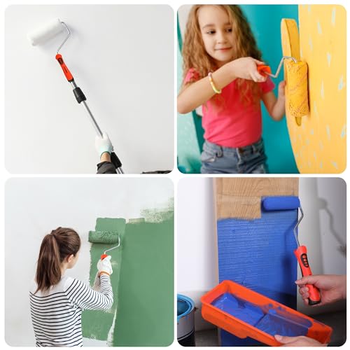 ValueMax Paint Roller Kit, 14-Piece 4 Inch Paint Roller Kit with High-Density Foam Paint Rollers, Microfiber Paint Rollers, Paint Tray for Painting Cabinets, Doors, Craft Work