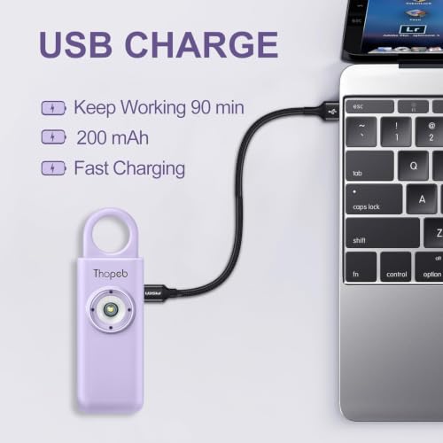 Thopeb Personal Safety Alarm for Women – Upgraded Rechargeable - color: Purple