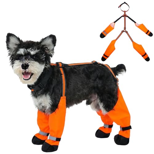 Adjustable Dog Suspender Boots – Reflective, Waterproof - color: Orange, size: X-Small