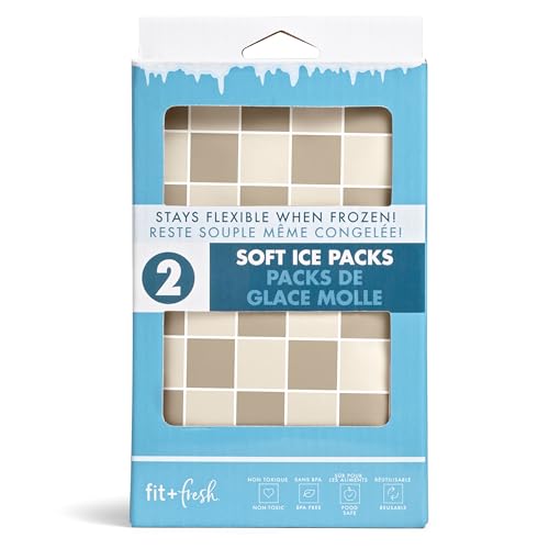 Fit & Fresh Cool Coolers Soft Ice Packs for Lunch Bags & Coolers, 2pk - color: Taupe Checkerboard (2 Pack)