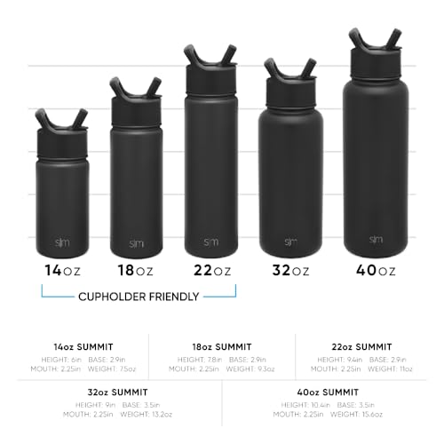 Simple Modern Insulated Water Bottle with Straw | 18oz | Black - color: Midnight Black (Pack of 1), style: 18oz