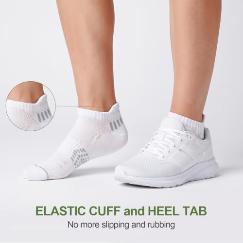 floconssy Ankle Socks for Women, Bamboo Viscose Cushioned Running Socks - color: 5 Pairs (2black+2white+1grey), size: 6-9