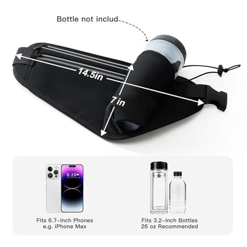 Slim Running Belt for Women Men,Runners Fanny Pack Phone Holder,Money Belt,Running Gear Accessories,with 3 Pockets (Light Black) - color: Light Black