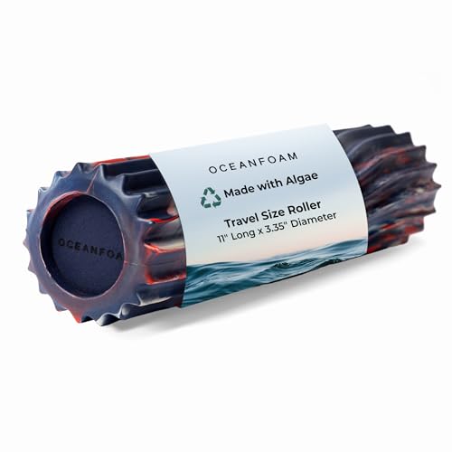 Oceanfoam Ripple Small Foam Roller (Red, Dark Navy & Natural Marbled) - color: Red, Dark Navy & Natural Marbled