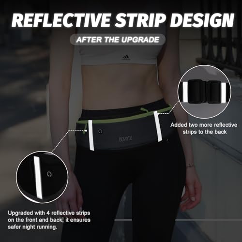 BOYATU Running Belt Fanny Pack: Slim Waist Pack for Women Men - Adjustable Phone Holder Workout Pouch - Lightweight Waist Bag for Marathon Walking Jogging Outdoor Sports(Grey)