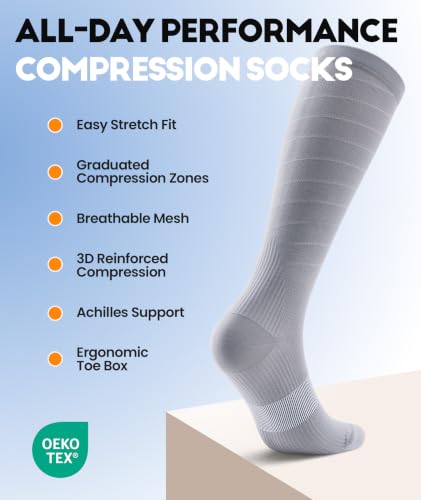 Compression Socks Women & Men for Nurse Travel Flying Running Cycling - color: Grey, size: Small-Medium