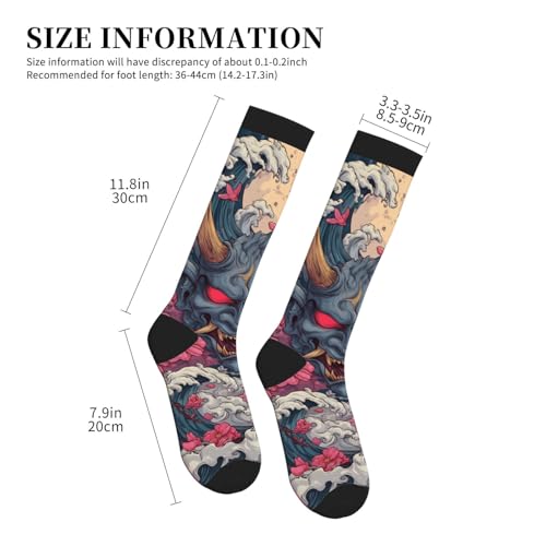 Compression Socks Knee High Circulation Support Socks For Women Men Athletic Running Work Hiking Cycling Travel - color: Dragon