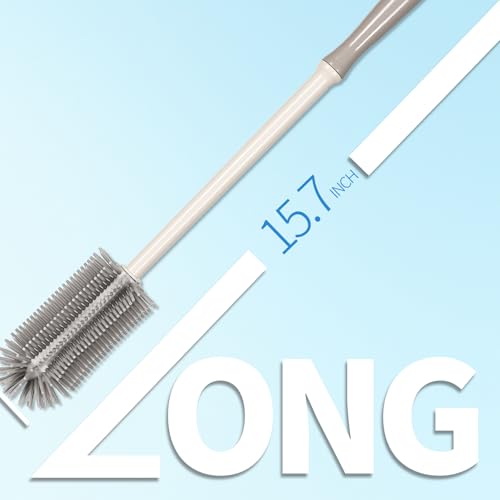 15.7" Silicone Bottle Brush Set - 6 Pack Water Bottle and Straw Cleaner Brush Long Handle for Hydro Flasks, Sports Bottles & Reusable Straw, Narrow Neck Containers, Tumblers, Glassware