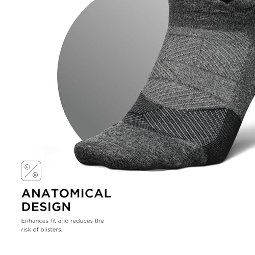 Feetures Elite Ultra Light No Show Tab Ankle Socks - Sport Sock with Targeted Compression - color: New Gray (1 Pack), size: Small