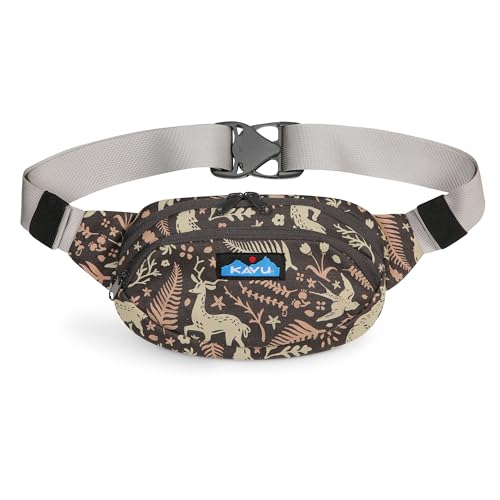 KAVU Canvas Spectator Belt Bag, Cotton Fanny Pack for Travel - color: Whimsical Trail