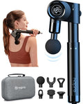 NAPRE Foldable Massage Gun Deep Tissue with 5 Adjustable Angles,Handheld Percussion Back Massager for Muscle/Neck/Body Pain Relief with Long Extension Handle,32-Speeds,6 Heads,with Case - color: Eclipse Black