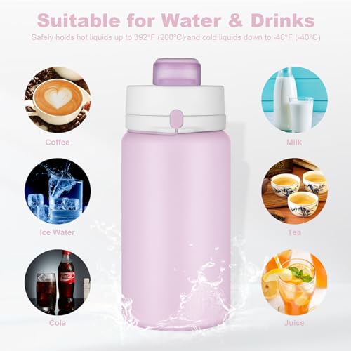 PLTCAT Collapsible Water Bottles, 19oz Foldable Silicone Travel Bottles - color: Taro Purple