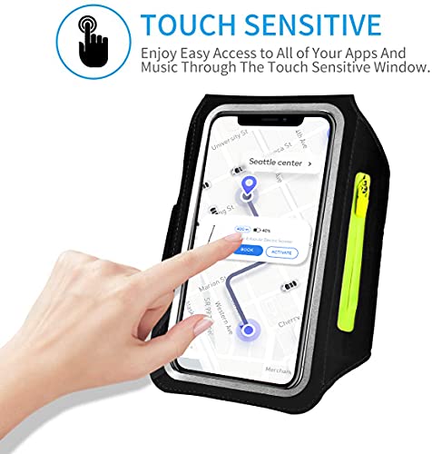 HAISSKY Running Armband with Earphone Pouch Fits Phones up to 6.9" - color: Black (Up to 6.9''), size: Medium