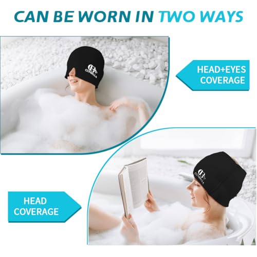 Migraine Relief Cap, Soothing Headache Ice Face Mask Products - color: Black+blue2