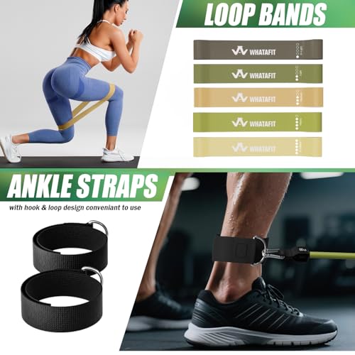 WHATAFIT Resistance Bands with Handles, 150 lb Exercise Bands Set - color: Green 16PCS