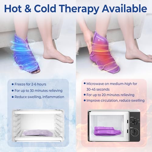 KingPavonini Ankle Foot Ice Pack, Standard Size, Purple, 1 Wrap+4 Gel Packs - size: Standard, style: Purple (1 Wrap+4 Gel Packs)