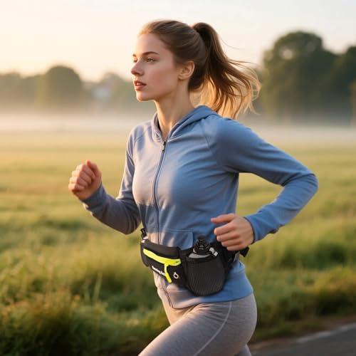 AXEN Running Hydration Belt - Adjustable Waist Pack for Marathon, Triathlon & Hiking | Reflective Safety Design & Phone Pocket