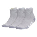 adidas Women's Cushioned Socks 3 Pairs - color: Cool Light Heather/Powder Yellow/Violet Tone Purple/3.0/Quarter, size: Medium, style: Quarter