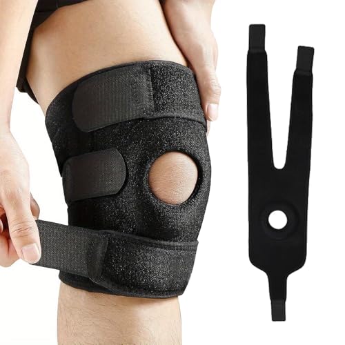 NADUSEP Knee Brace for Men Women, Adjustable Compression Sleeve Wrap Patellar Pad Tendon Knee Support Knee Strap for Running Sport Workout (short)